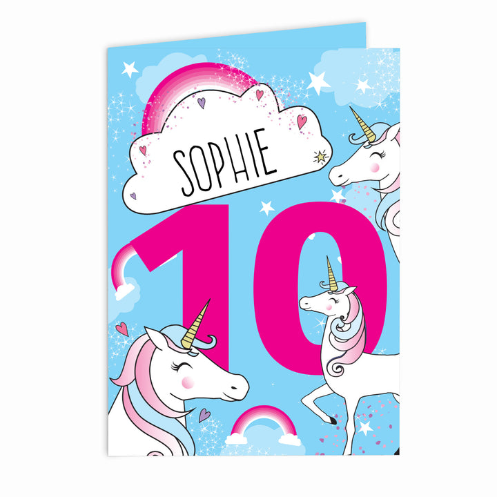 Buy Personalised Unicorn Birthday Card at www.giftsfinder.co.uk