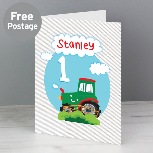 Buy Personalised Tractor Birthday Card at www.giftsfinder.co.uk