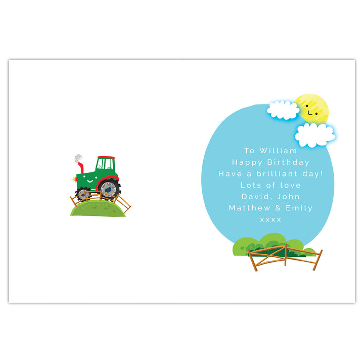 Buy Personalised Tractor Birthday Card at www.giftsfinder.co.uk