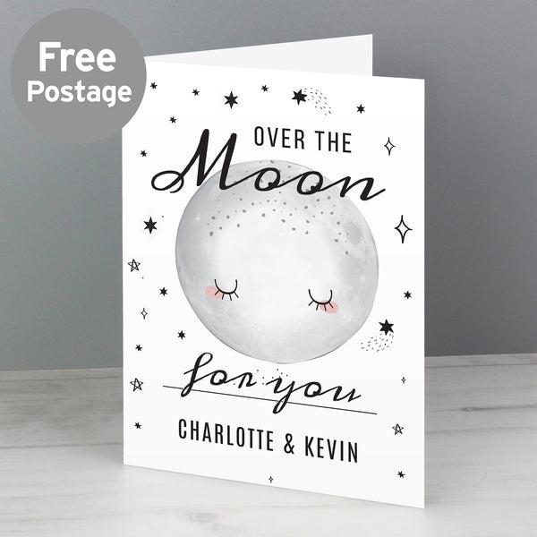 Buy Personalised Over The Moon Card at www.giftsfinder.co.uk