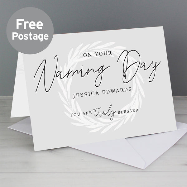 Buy Personalised Truly Blessed Naming Day Card at www.giftsfinder.co.uk