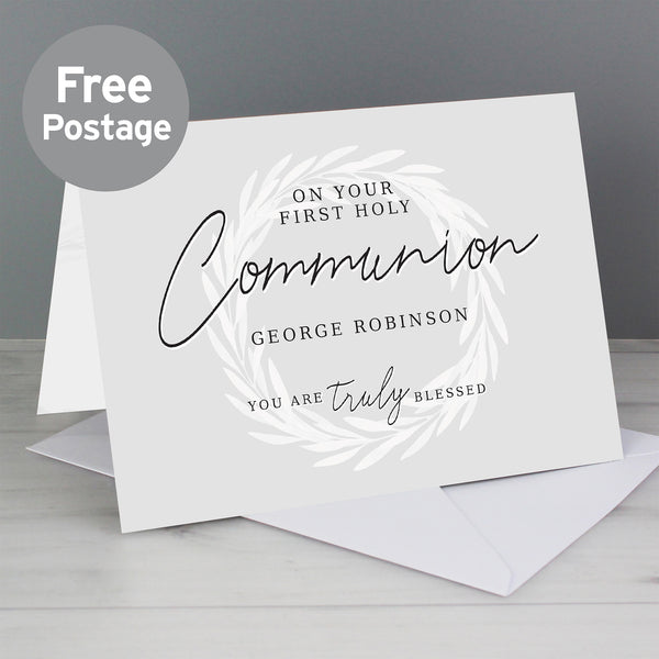 Buy Personalised Truly Blessed First Holy Communion Card at www.giftsfinder.co.uk