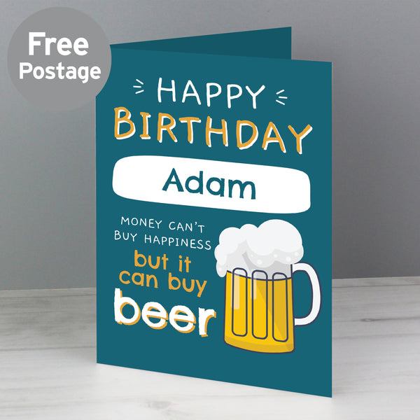 Buy Personalised Happy Birthday Beer Card at www.giftsfinder.co.uk