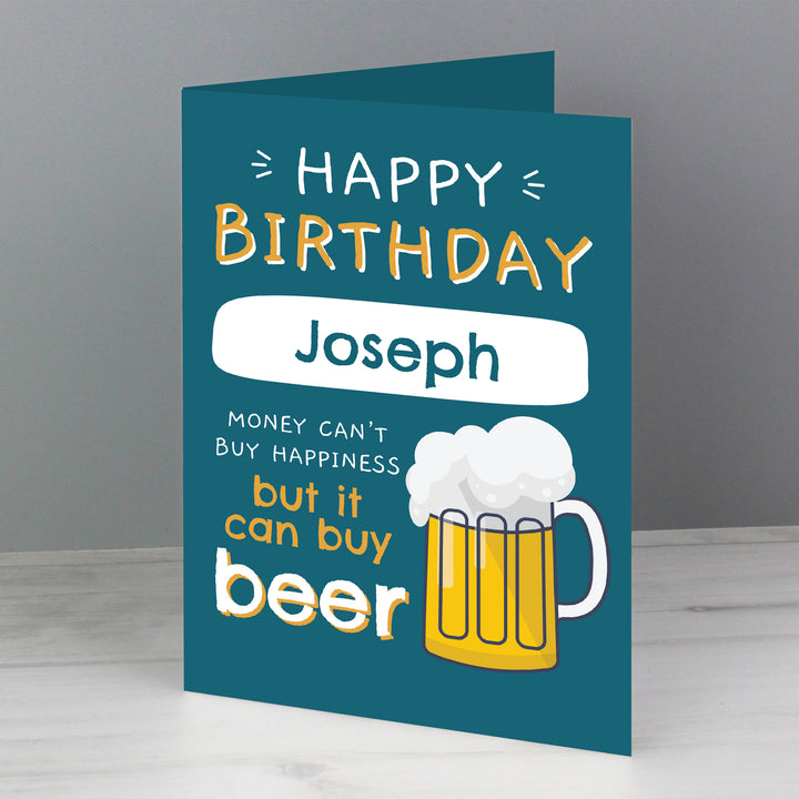 Personalised Happy Birthday Beer Card - part of the Gifts Finder Personalised Birthday Gifts collection