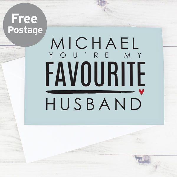 Buy Personalised You're My Favourite Husband Card at www.giftsfinder.co.uk