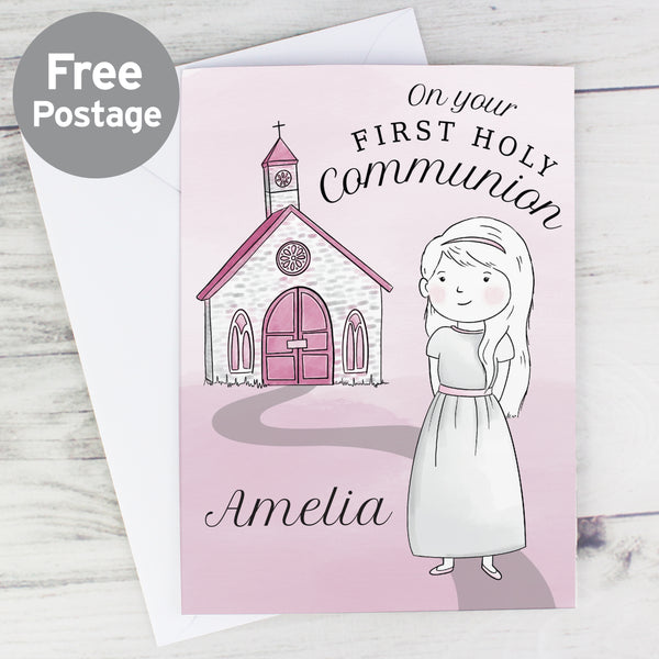 Buy Personalised Girls First Holy Communion Card at www.giftsfinder.co.uk