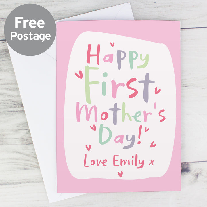 Buy Personalised Happy First Mother's Day Card at www.giftsfinder.co.uk