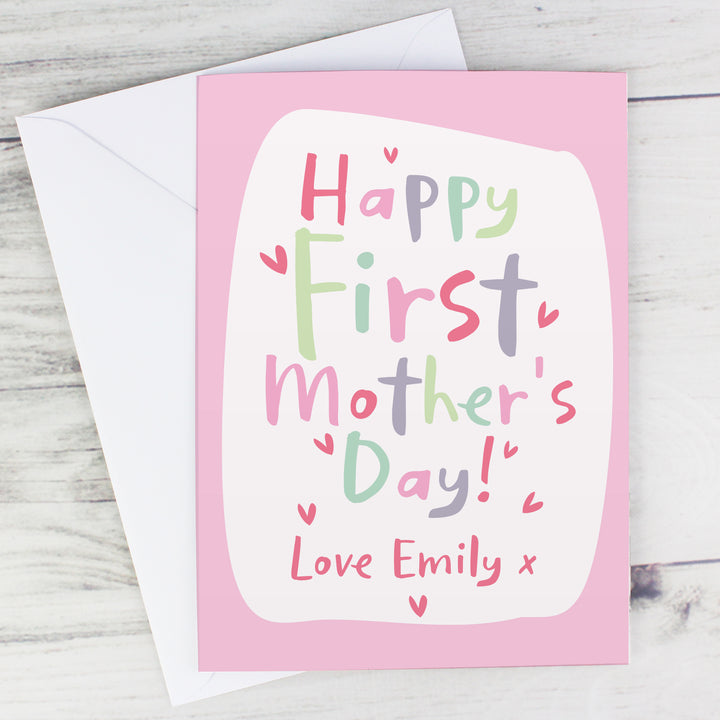 Buy Personalised Happy First Mother's Day Card at www.giftsfinder.co.uk