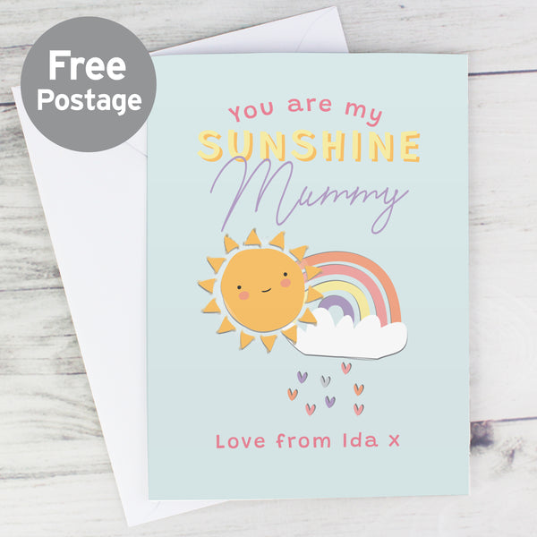 Buy Personalised You Are My Sunshine Card at www.giftsfinder.co.uk