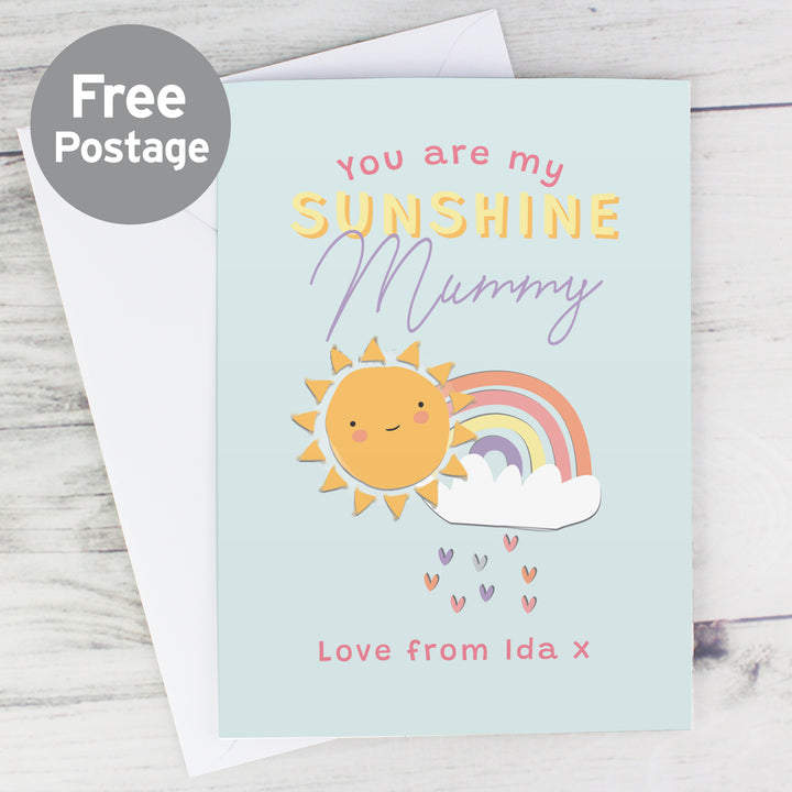 Buy Personalised You Are My Sunshine Card at www.giftsfinder.co.uk