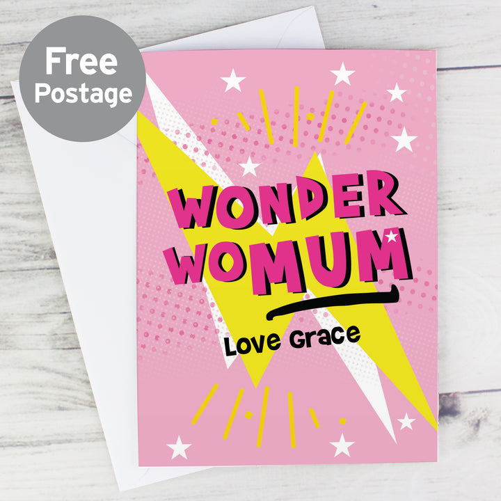 Buy Personalised Wonder WoMum Card at www.giftsfinder.co.uk