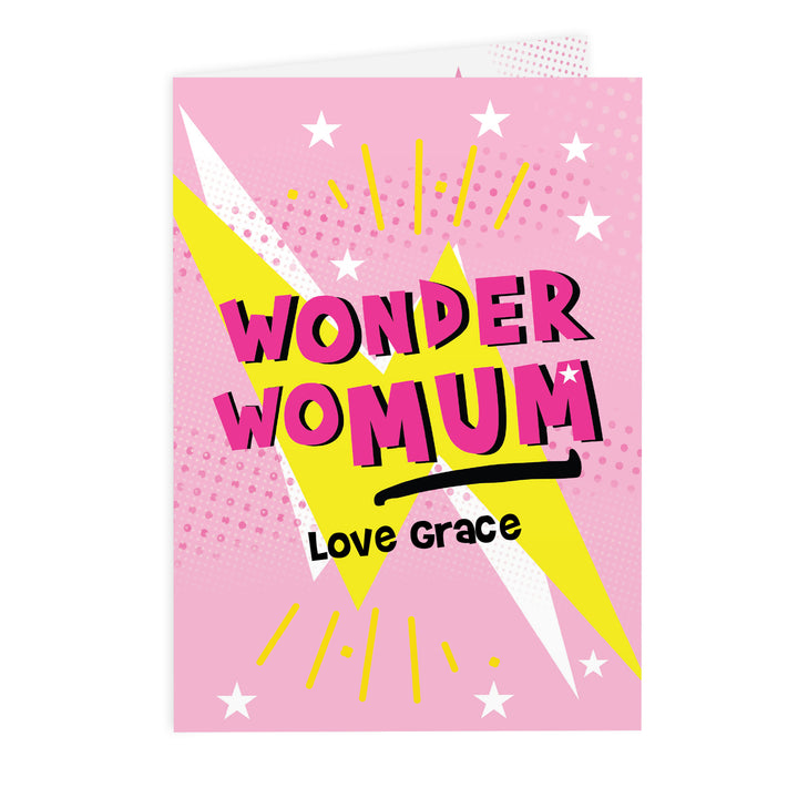 Buy Personalised Wonder WoMum Card at www.giftsfinder.co.uk