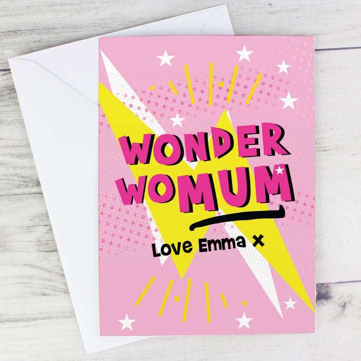 Buy Personalised Wonder WoMum Card at www.giftsfinder.co.uk