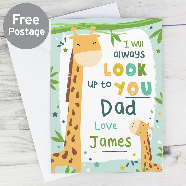 Buy Personalised Look Up To You Giraffe Card at www.giftsfinder.co.uk