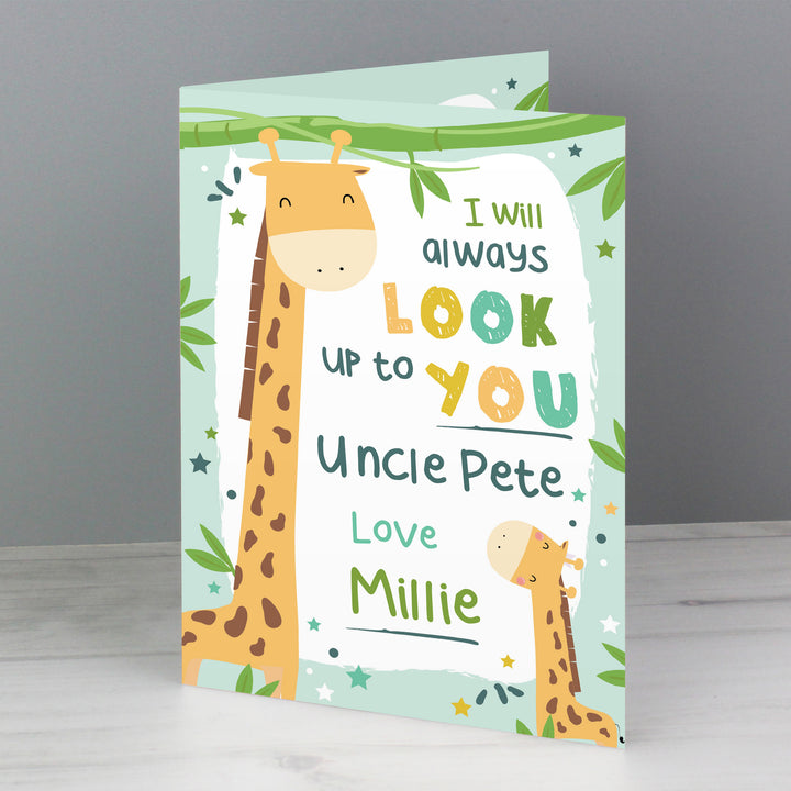 Buy Personalised Look Up To You Giraffe Card at www.giftsfinder.co.uk