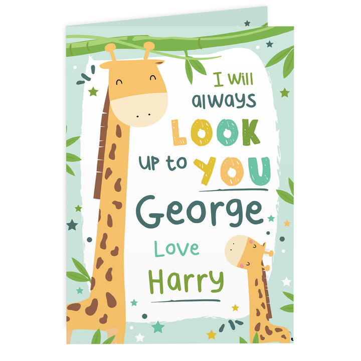 Buy Personalised Look Up To You Giraffe Card at www.giftsfinder.co.uk