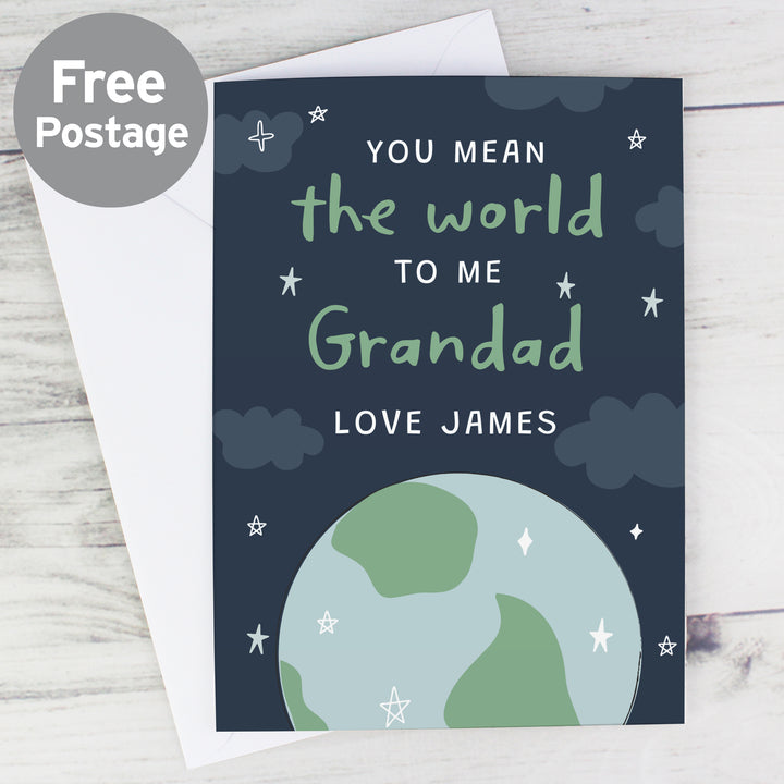 Buy Personalised You Mean The World To Me Card at www.giftsfinder.co.uk