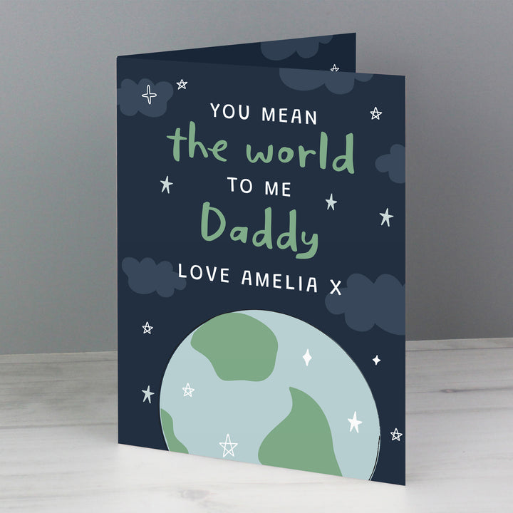 Buy Personalised You Mean The World To Me Card at www.giftsfinder.co.uk