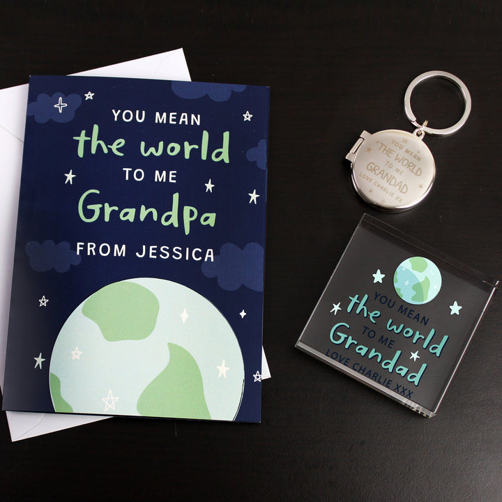 Buy Personalised You Mean The World To Me Card at www.giftsfinder.co.uk