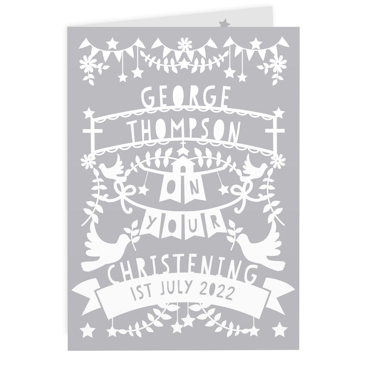 Buy Personalised Grey Papercut Style Card at www.giftsfinder.co.uk