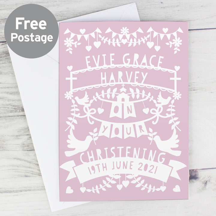 Buy Personalised Pink Papercut Style Card at www.giftsfinder.co.uk