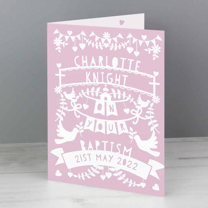 Buy Personalised Pink Papercut Style Card at www.giftsfinder.co.uk