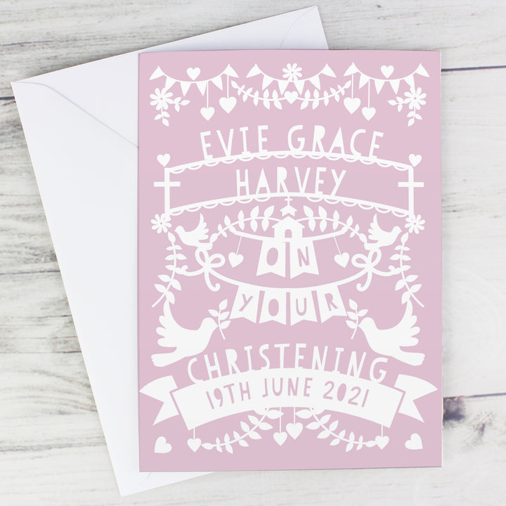 Buy Personalised Pink Papercut Style Card at www.giftsfinder.co.uk