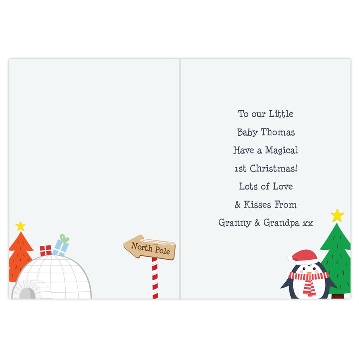 Buy Personalised Christmas Penguin Card available now at www.giftsfinder.co.uk