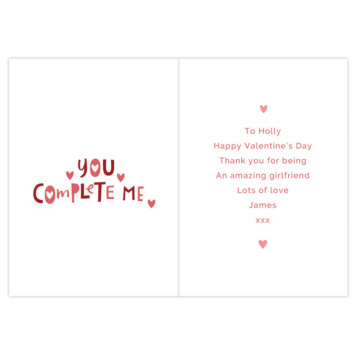 Personalised You Complete Me Card in gift category Personalised Cards