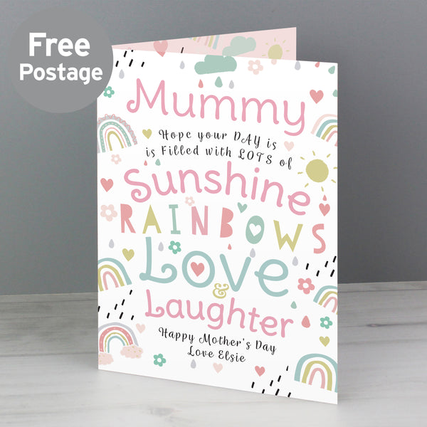 Personalised Rainbows & Sunshine Card - part of the Personalised Cards collection