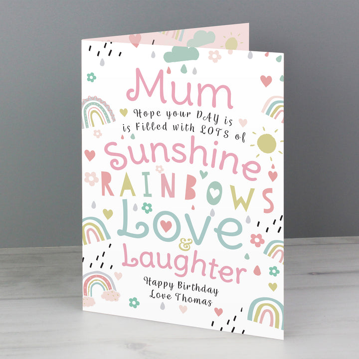 Personalised Rainbows & Sunshine Card - part of the Gifts Finder Personalised Cards collection