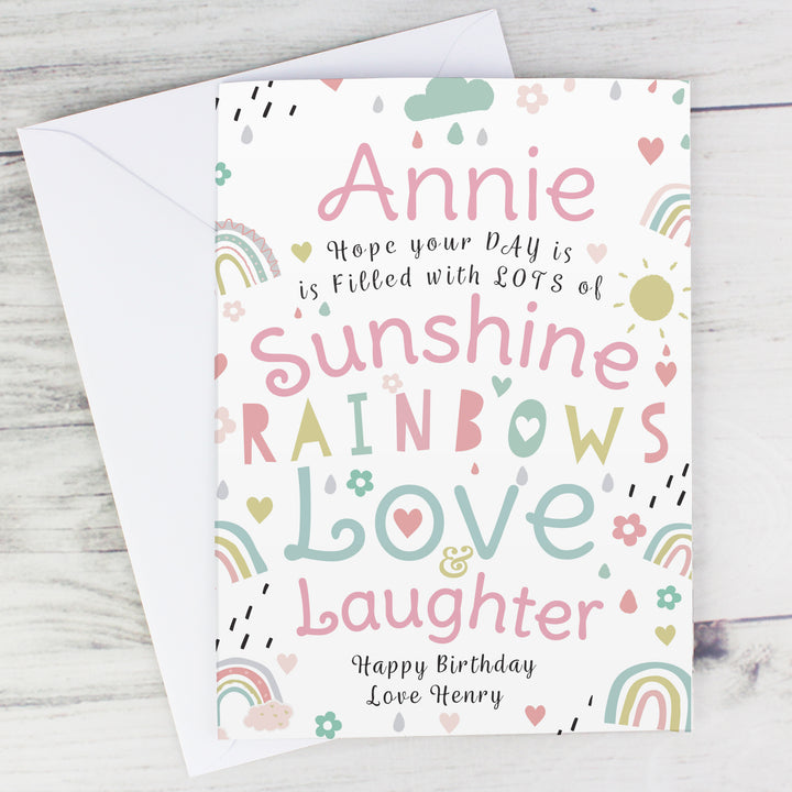 Personalised Rainbows & Sunshine Card - part of the Gifts Finder Personalised Cards collection