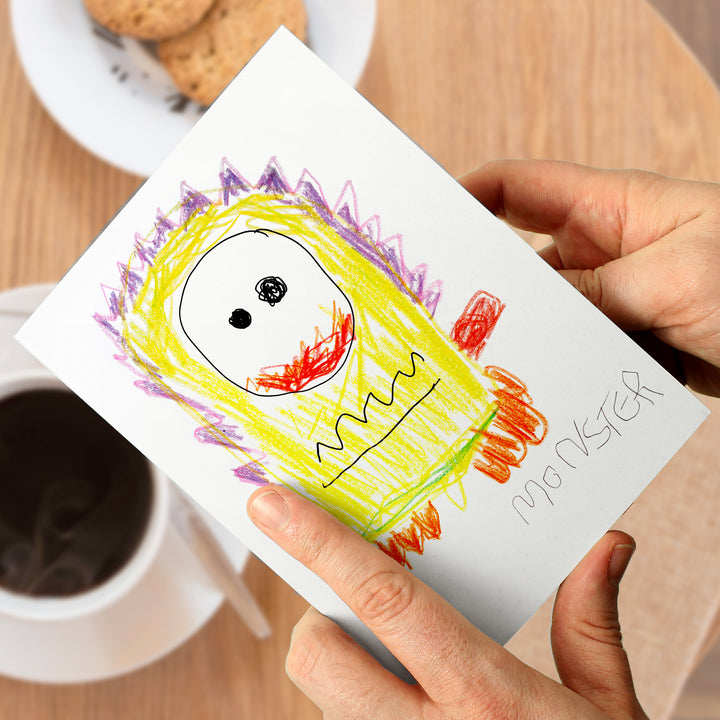 Buy Personalised Childrens Drawing Photo Upload Card available now at www.giftsfinder.co.uk