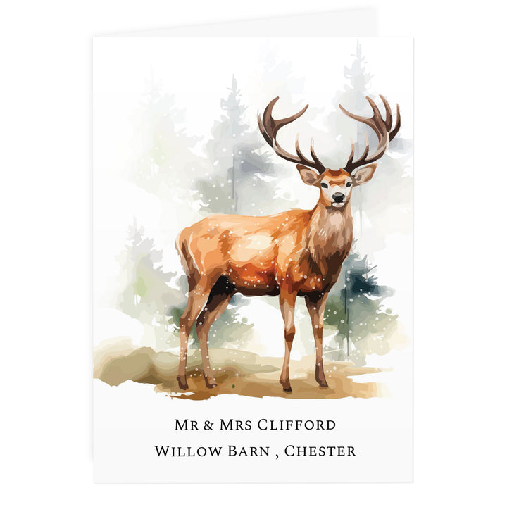 Personalised Watercolour Stag Greetings Card