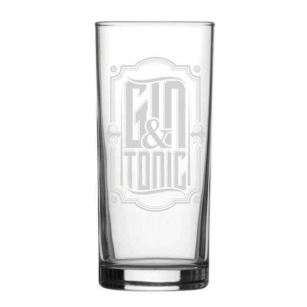 Gin & Tonic - Engraved Novelty Hiball Glass (Tumblers) available to buy now at www.giftsfinder.co.uk