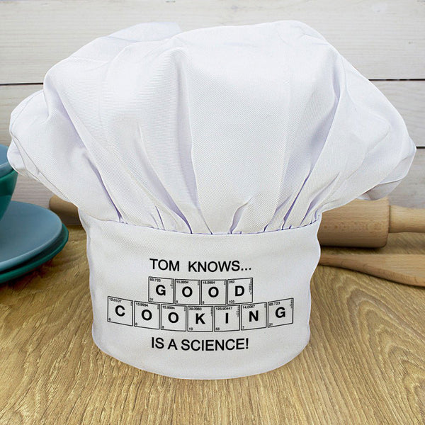 Good Cooking Is Science Chef Hat (Personalised Chef Hats) available to buy now at www.giftsfinder.co.uk