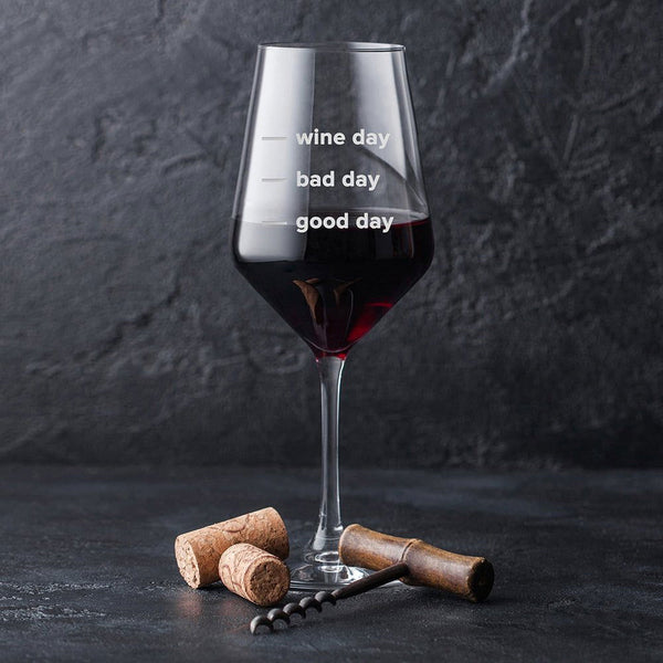 Good Day Bad Day Wine Day Glass (Personalised Wine Glasses) available to buy now at www.giftsfinder.co.uk