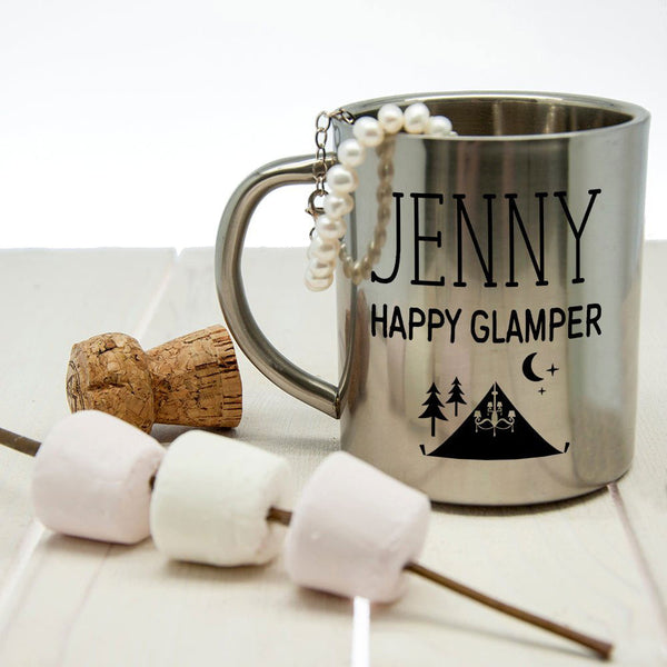 Happy Glamper Outdoor Mug (Personalised Mugs) available to buy now at www.giftsfinder.co.uk