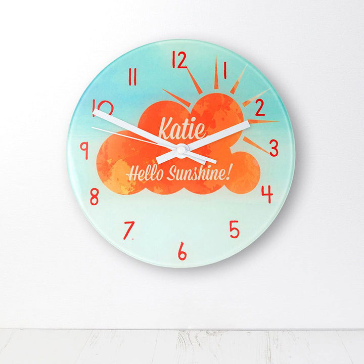 Buy Hello Sunshine Personalised Wall Clock at www.giftsfinder.co.uk