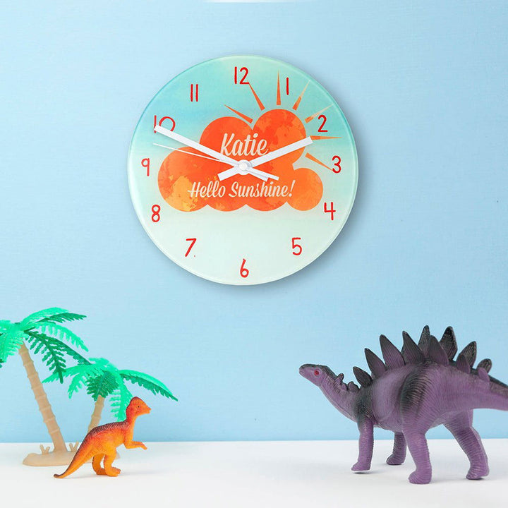 Buy Hello Sunshine Personalised Wall Clock at www.giftsfinder.co.uk