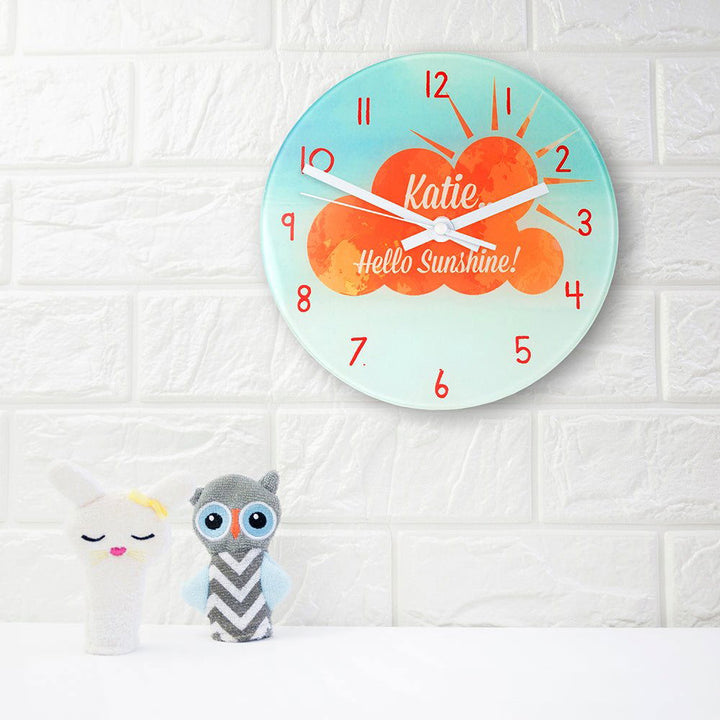 Buy Hello Sunshine Personalised Wall Clock at www.giftsfinder.co.uk