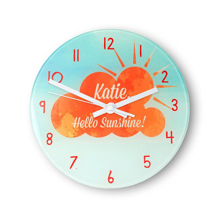 Buy Hello Sunshine Personalised Wall Clock at www.giftsfinder.co.uk