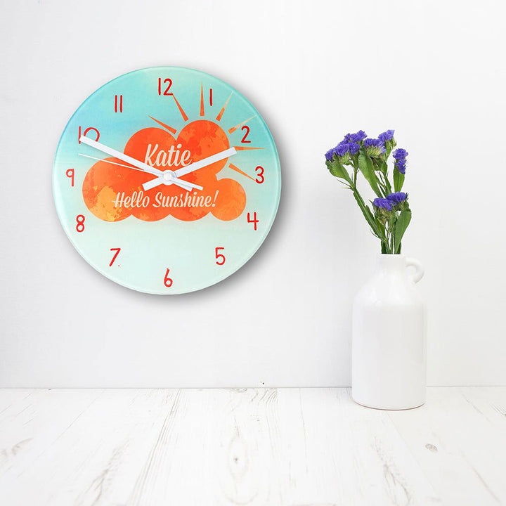 Buy Hello Sunshine Personalised Wall Clock at www.giftsfinder.co.uk