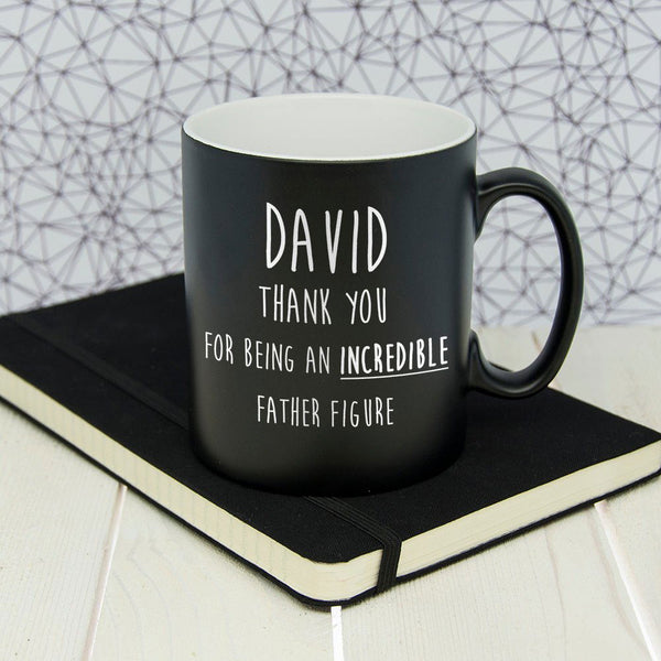 Incredible Father Figure Black Matte Mug (Personalised Mugs) available to buy now at www.giftsfinder.co.uk