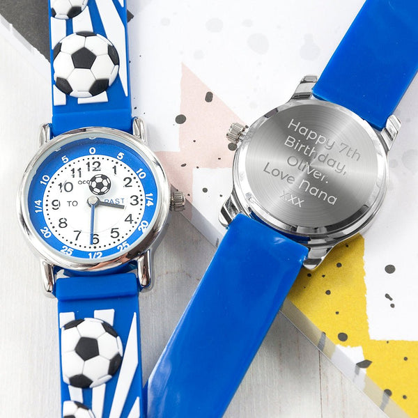 Kids Personalised Blue Football Watch in gift category 