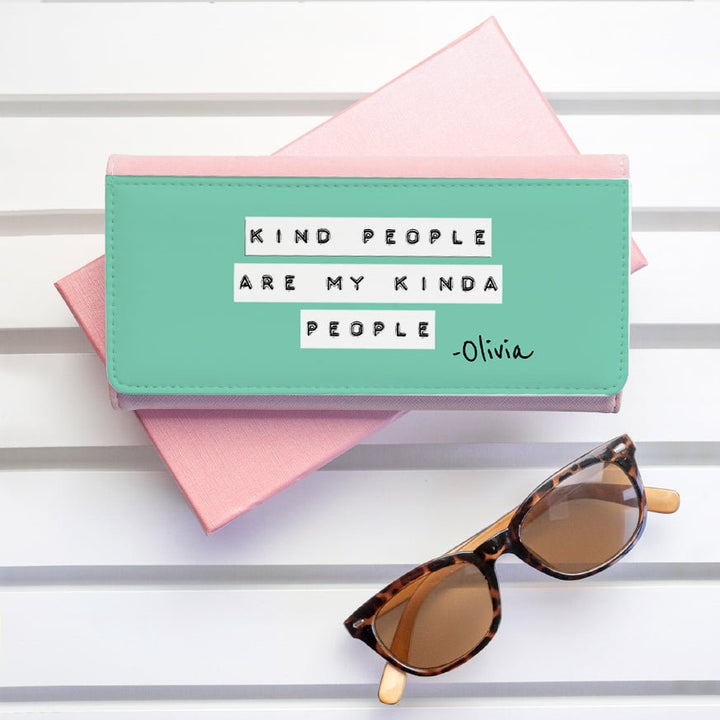 Buy Kind People (Green) Pink Wallet available now at www.giftsfinder.co.uk