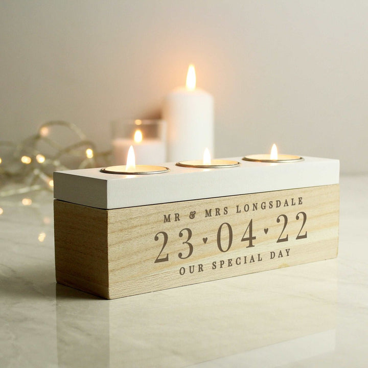 Buy Large Date Triple Tea Light Box available now at www.giftsfinder.co.uk