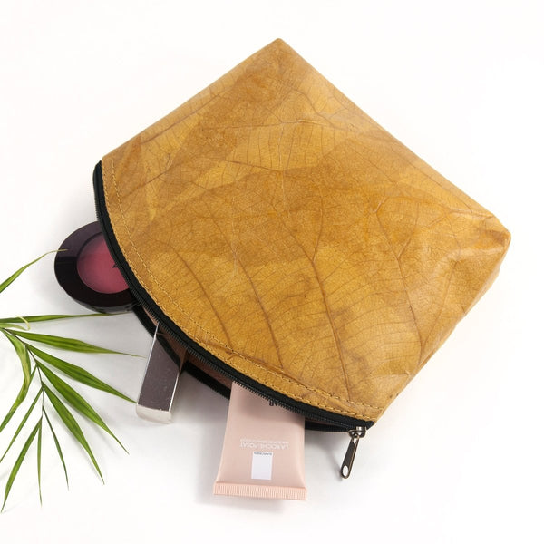 Buy Leaf Leather Curved Zip Cosmetic Bag at www.giftsfinder.co.uk