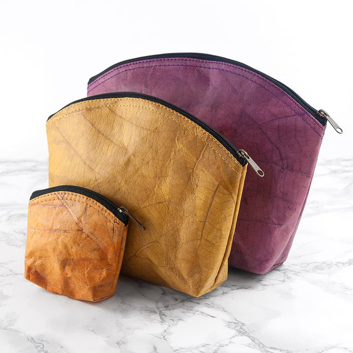 Buy Leaf Leather Curved Zip Cosmetic Bag available now at www.giftsfinder.co.uk