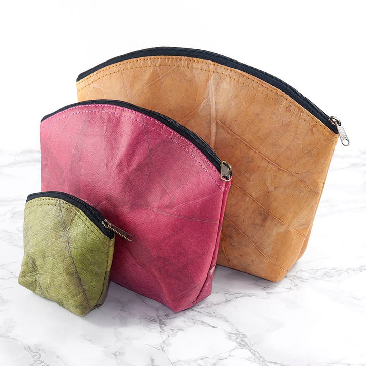 Buy Leaf Leather Curved Zip Cosmetic Bag available now at www.giftsfinder.co.uk